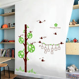 Sweet Memory Character Tree and Green Leafs of Nine Picture Frame and Two Birds for Home Wall