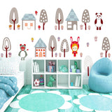 Ay7016 HEUREKA Piccola Forest Rabbit Bear Panda Tree House Kids Self Adhesive Home Décor WallSticker