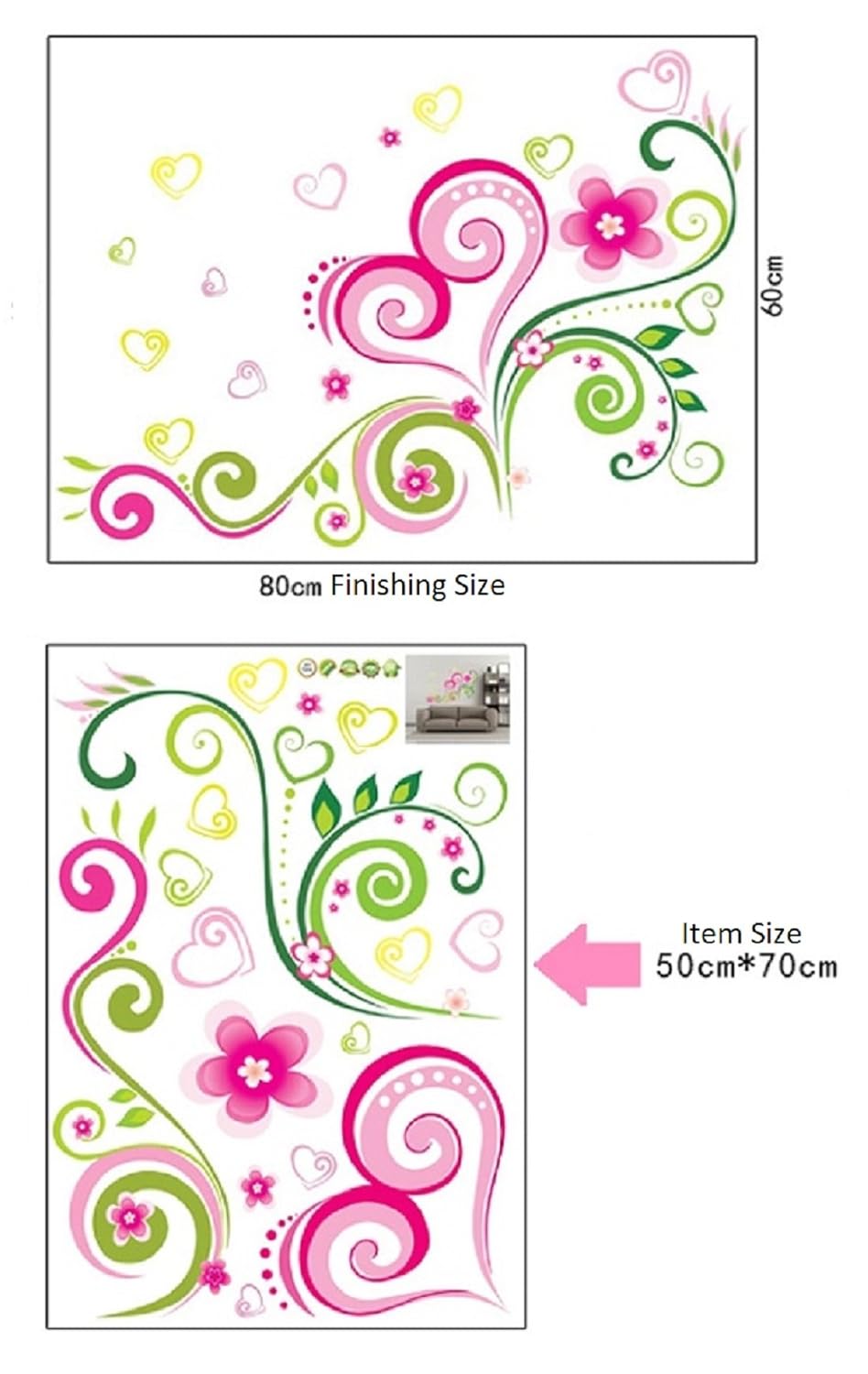 New 2024 Lp Xy8006 DIY Wall Sticker, Stickers Living Room Bedroom Sofa Backdrop Fantasy Flower Wall Stickers Decal Decoration Products Accessories