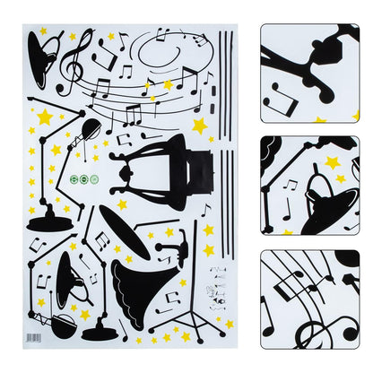 Removable Wallpaper Self- Adhesive Wall Sticker Musial Instrument Decal Musical Notes Wall Decoration for Home Muscial House Bedroom