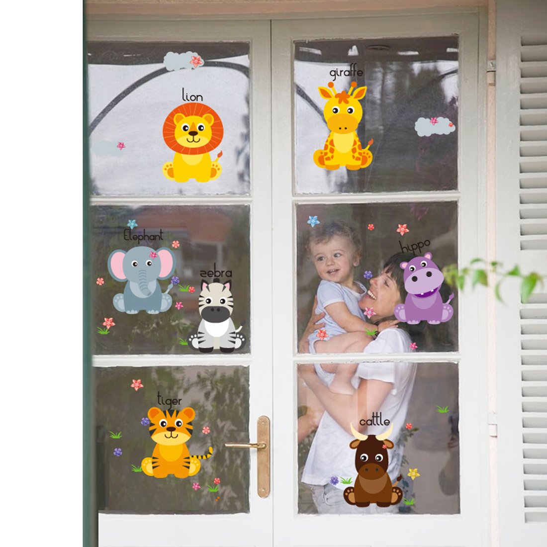 Roll over image to zoom in     Cortina Children Animal Education Theme Wall Sticker (Vinyl, 46 cm x 5 cm x 5 cm, PNB-SK7053