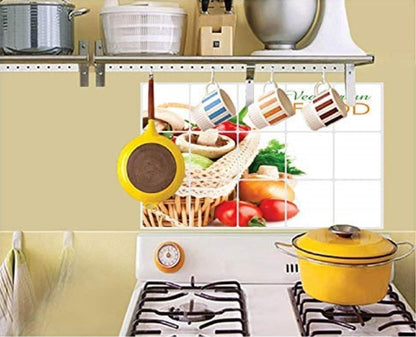 JAAMSO ROYALS Multicolor Vegetable Design Vinyl Self Adhesive Oil Proof Heat-Resistant Waterproof Kitchen Decor Wall Sticker (75 cm X 45 cm)