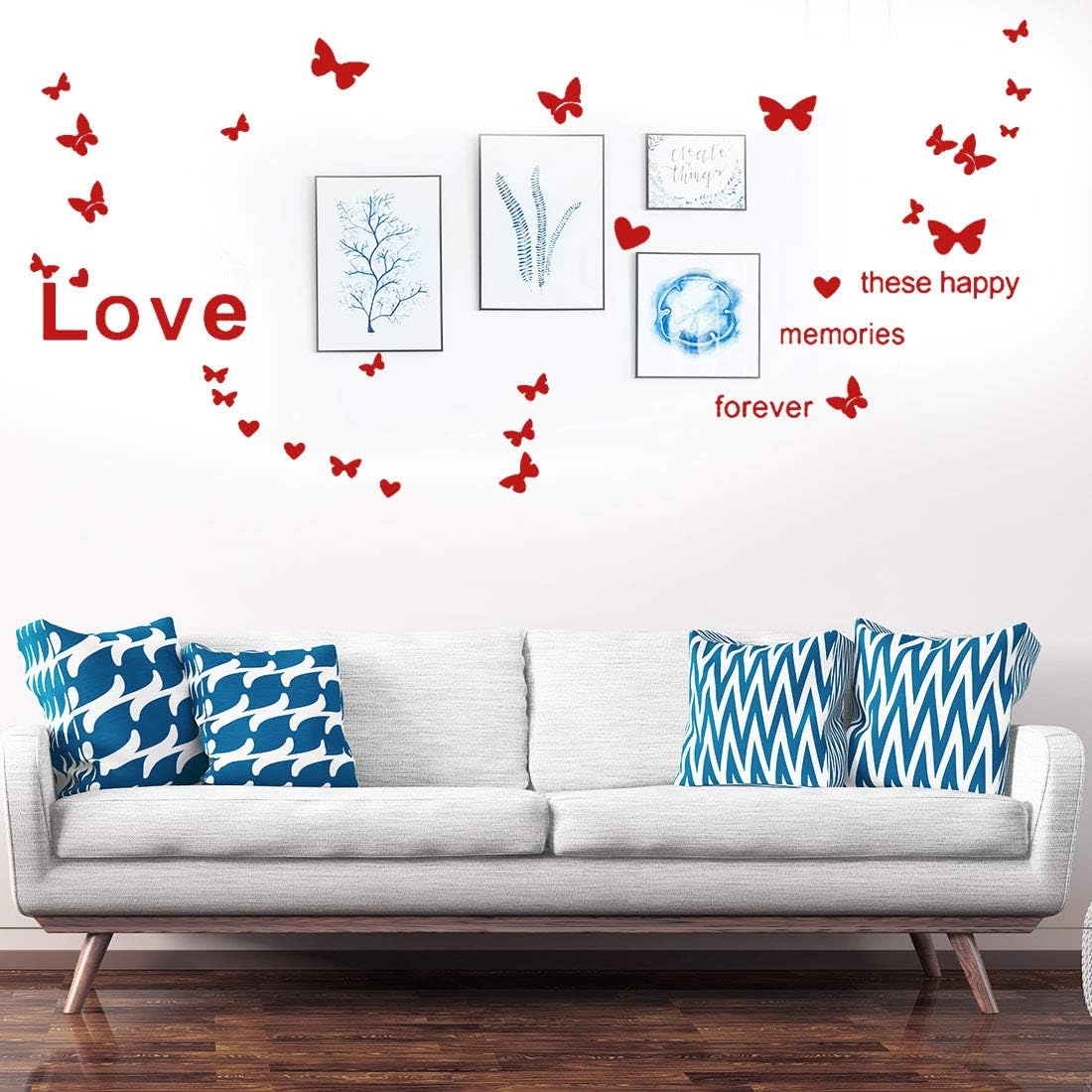 sourcing map Délicat Papillon Modèle Mur Autocollants Amovible Art Mural Papier pour Salle Chambre TV Mur Décalque