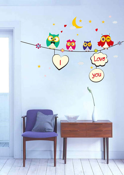 Ay641 DesignCreations PVC Vinyl 'Colorful Owls Wall Sticker