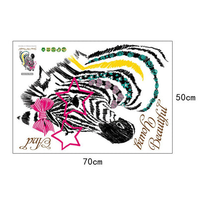 Butterflies Flowers Trees Wall Stickers Cartoon Animals Removable Wall Decals Home Decor Art Mural Baby Boys Girls Kids Bedroom Kitchen Room Decoration Wall Sticker (Beautiful Zebra)