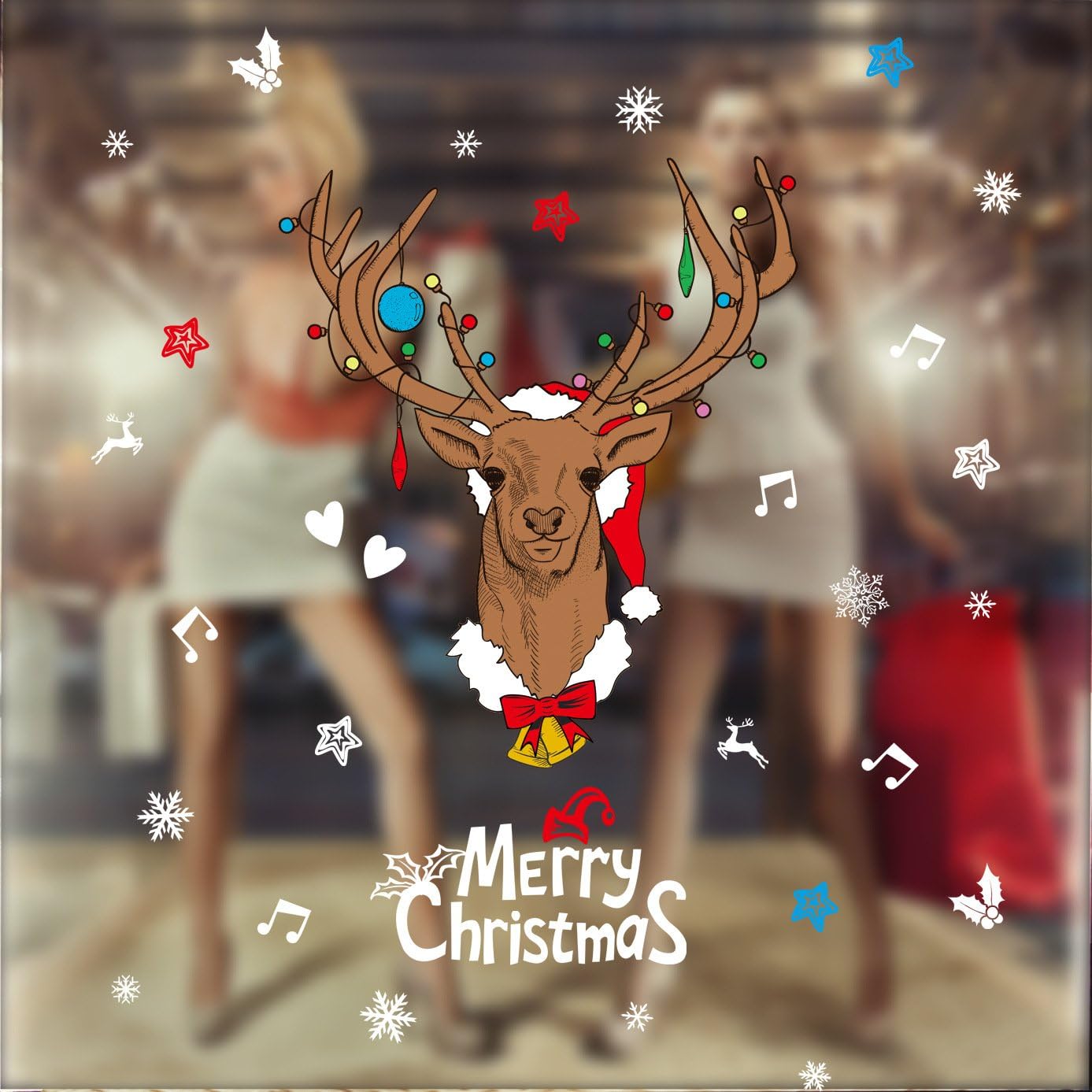 New Year Christmas Decoration Deer Wall StickerXl 827