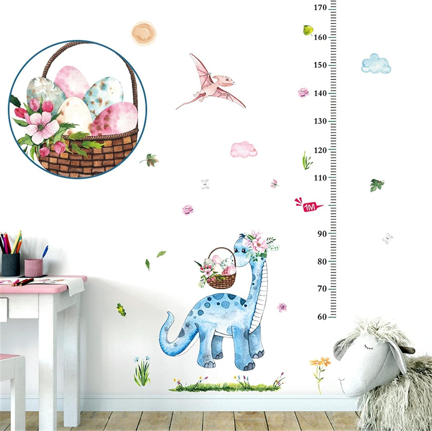 Sk7218 Ellis Kas Shooting Basketball Growth Chart for Kids,Height Chart Ruler Decor for Baby Nursery,Animals Cartoon Wall Stickers Perfect for Kids Nursery Bedroom Living Room