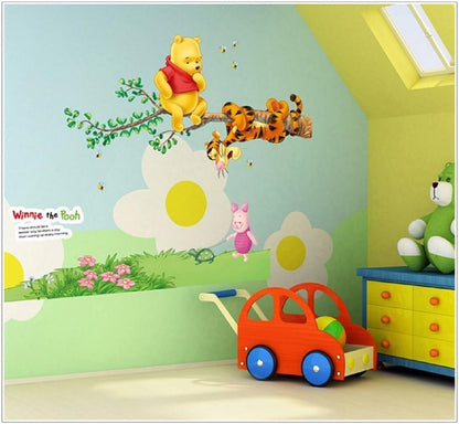 Jaamso Royals 'Cartoon Animals Elephants Coconut Trees' Wall Sticker (Vinyl, 46 cm x 5.1 cm x 5.1 cm, AY639A)
