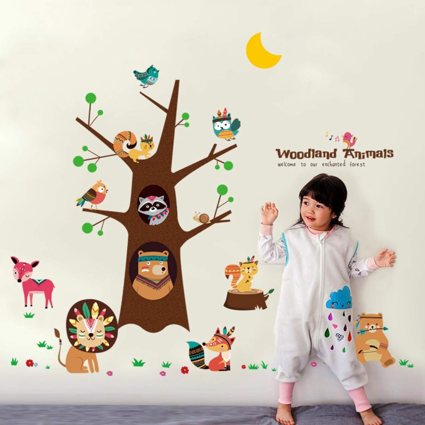 Animal Happy Tree Wall Sticker Removable Wall Sticker