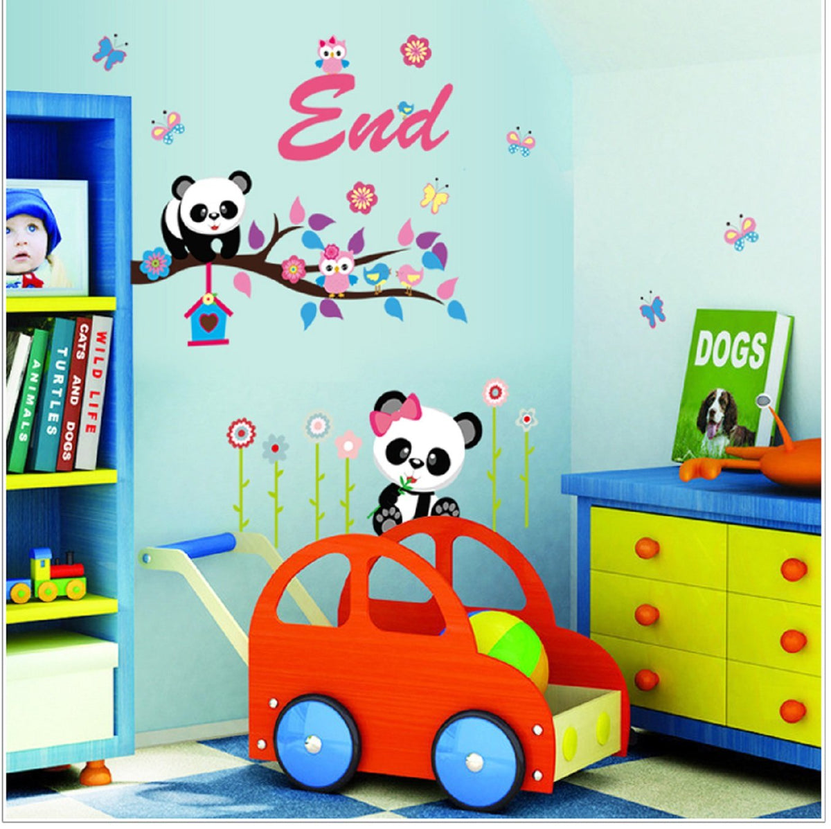 Jaamso Royals 'Panda Cartoon Owl' Wall Sticker (AY9220)  60x90