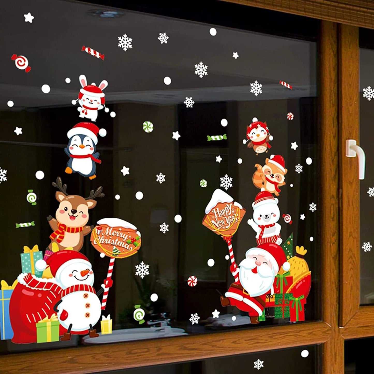 Wall Stickers Xmas Window Wall Clings Creative Santa Claus Deer Wall Decals for Christmas Party HT94032