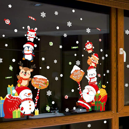 Wall Stickers Xmas Window Wall Clings Creative Santa Claus Deer Wall Decals for Christmas Party HT94032
