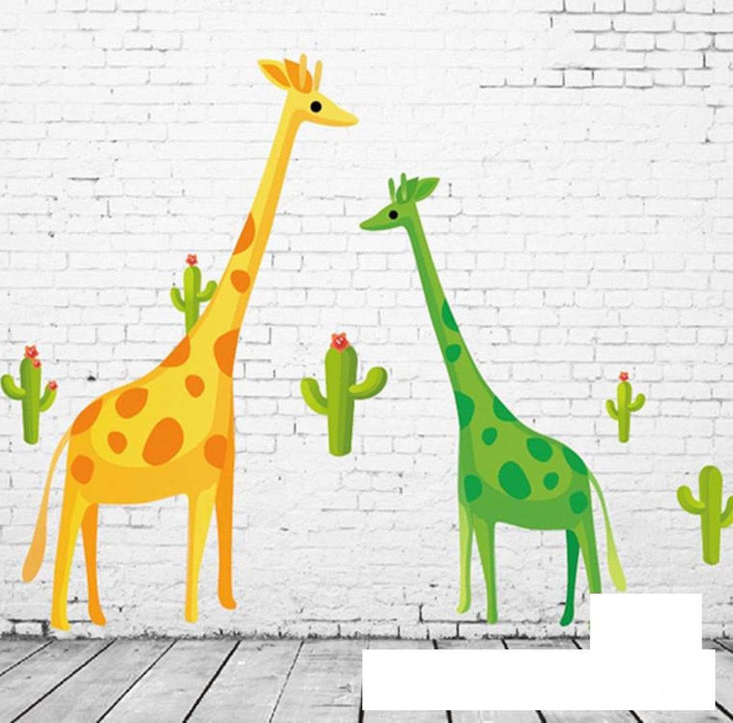 Ay7035 Colourful Green Yellow Giraffe Friends Cartoon Kids Self Adhesive Home Décor Wall Sticker