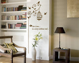 Jm8316 Tree hanging bird cage wall sticker, suitable for living room background bedroom decoration wallpaper