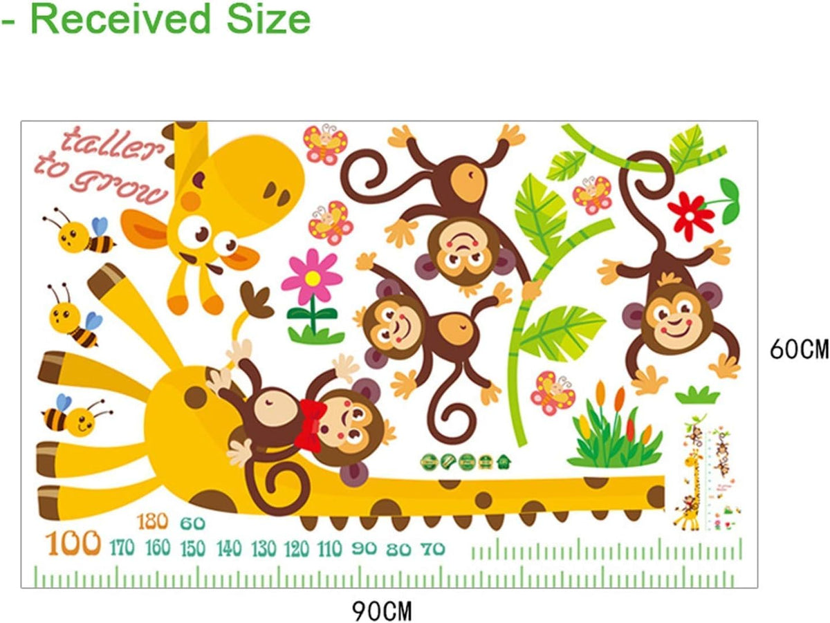 Kids Giraffe Growth Chart Wall Sticker Height Chart Kids Wall Ruler Roll Up Height Chart Portable For Bedroom Nursery Decoration size 50x70 sk7196