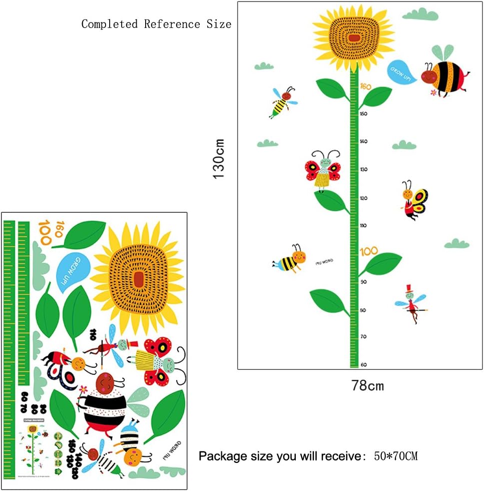 Sks7059 Height Growth Chart for Kids, Height Chart Wall Hanging, Wall Decor, Sunflower Height Growth Measurement Chart for Kids, Wall Art Stickers for Nursery