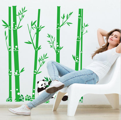 PVC Cute Cartoon Panda Bamboos Decor Wall Stickers Art Decal Removable For Children's Room Decor Bedroom Sitting Room Sofa TV Background By Kamay's CJM7169