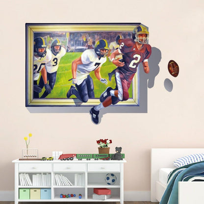 Winahppyhome 3D Fake Window Rugby Sports Wall Stickers