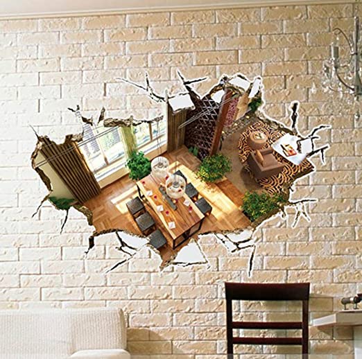 3D stereo decoration wall breaking home personalized wall sticker AY9255 remove wall stickers
