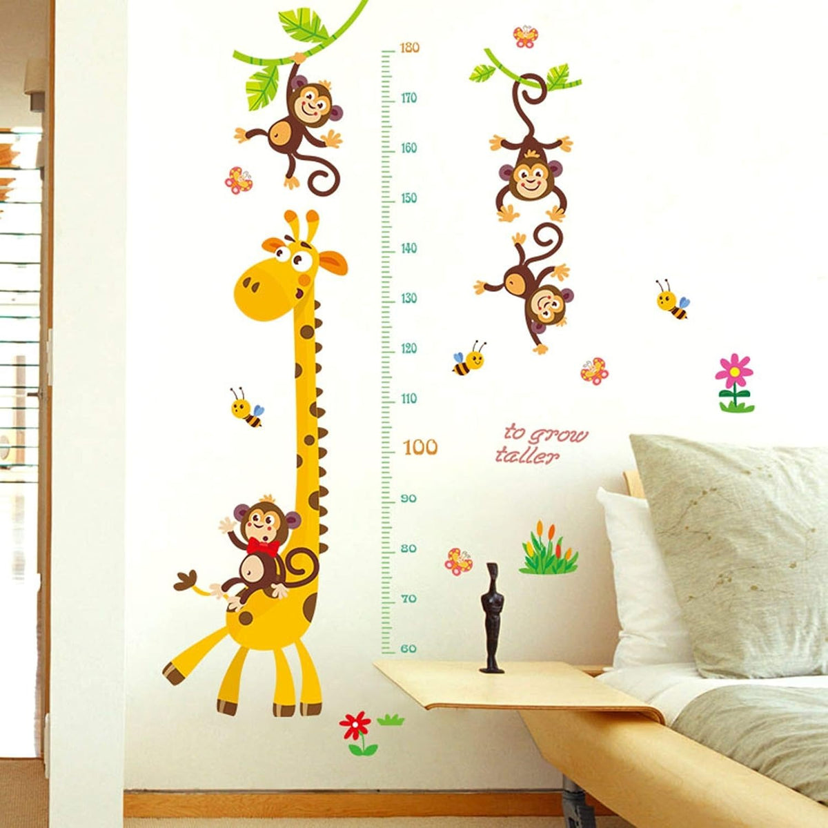 Kids Giraffe Growth Chart Wall Sticker Height Chart Kids Wall Ruler Roll Up Height Chart Portable For Bedroom Nursery Decoration size 50x70 sk7196