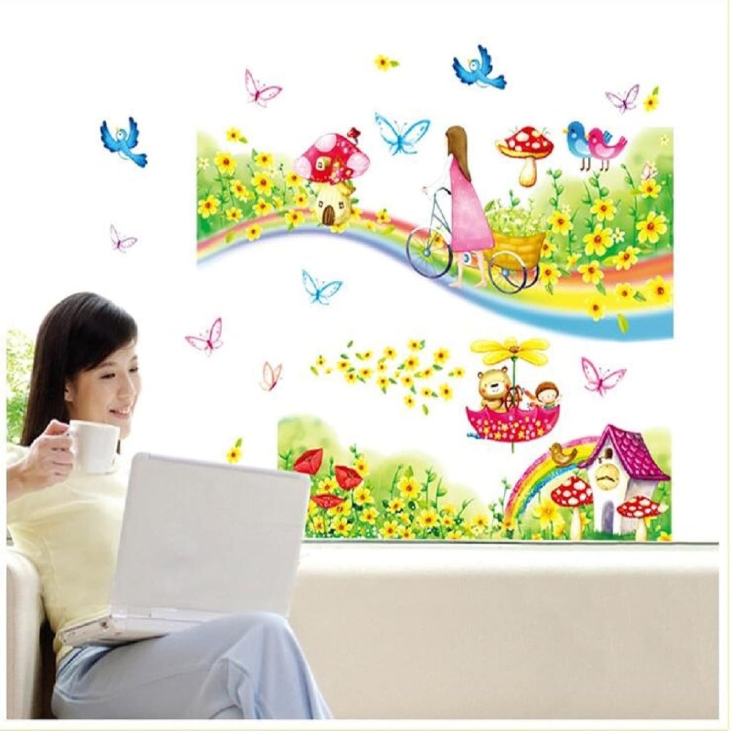 Wall sticker factory-three generations of large wall stickers dream rainbow AY7163