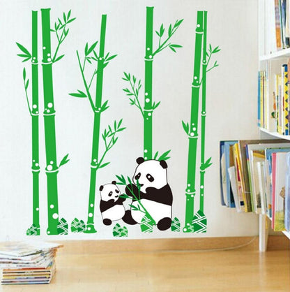 PVC Cute Cartoon Panda Bamboos Decor Wall Stickers Art Decal Removable For Children's Room Decor Bedroom Sitting Room Sofa TV Background By Kamay's CJM7169