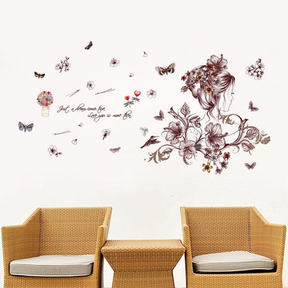 Romantic Flowers Butterfly Wall StickersXl7219