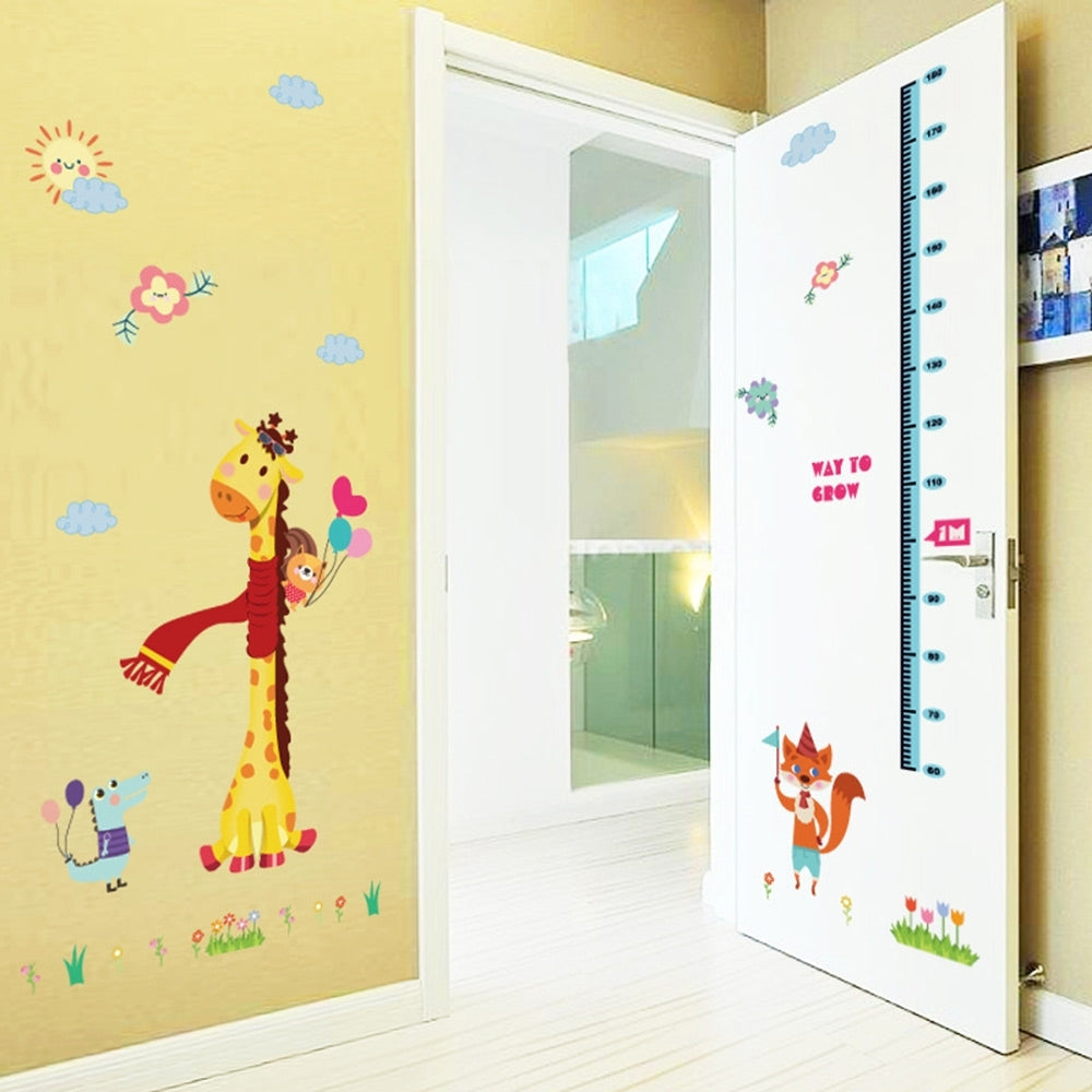 Sk9151 Cartoon Giraffe Height Kids Wall Sticker