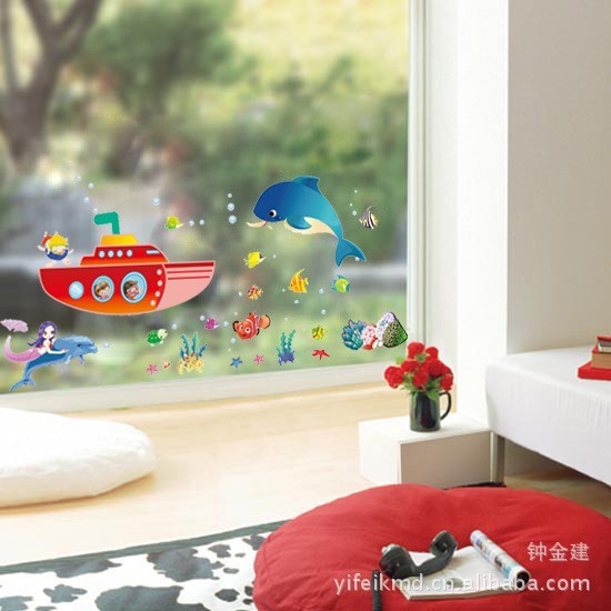 METH AY759 SUBMARINE N DOLPHIN WALLSTICKER WAL STIKER