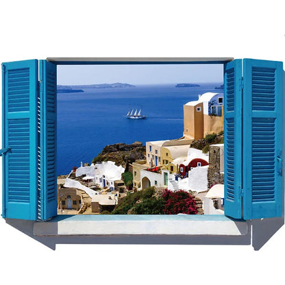 Mediterranean blue window wall decal SK9059A