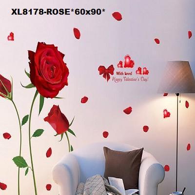UNIVERSAL XL8178 new removable wall stickers romantic red rose living room bedroom home wedding house decoration murals-Red