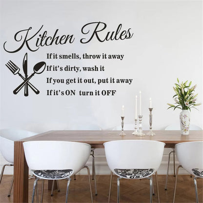 Quotes Kitchen Rules Text Restaurant Wall Sticker Home Cupboard Decal Mural DIY Home Decor for Living Room Adesivo De Parede  dz008  Size: 57 x 33cm