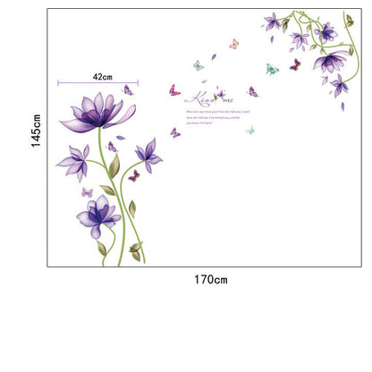 SK9035 WALL STIKER PURPLE FLOWER KISS ME