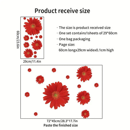 Interior Wall Sticker Gerberas Red AY6015A