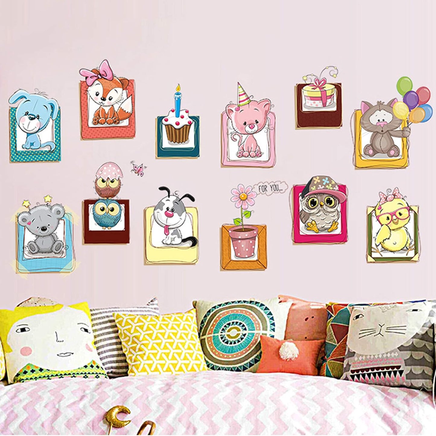 Cartoon Animal Photo Frame DIY Wall Sticker Living Room Bedroom Wall Stickers Wall Decor XH6223 ation for Kids Rooms