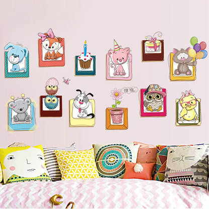 Cartoon Animal Photo Frame DIY Wall Sticker Living Room Bedroom Wall Stickers Wall Decor XH6223 ation for Kids Rooms