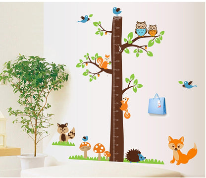 Large Wall Decals Height Chart for Kids Room Animals Wall Sticker