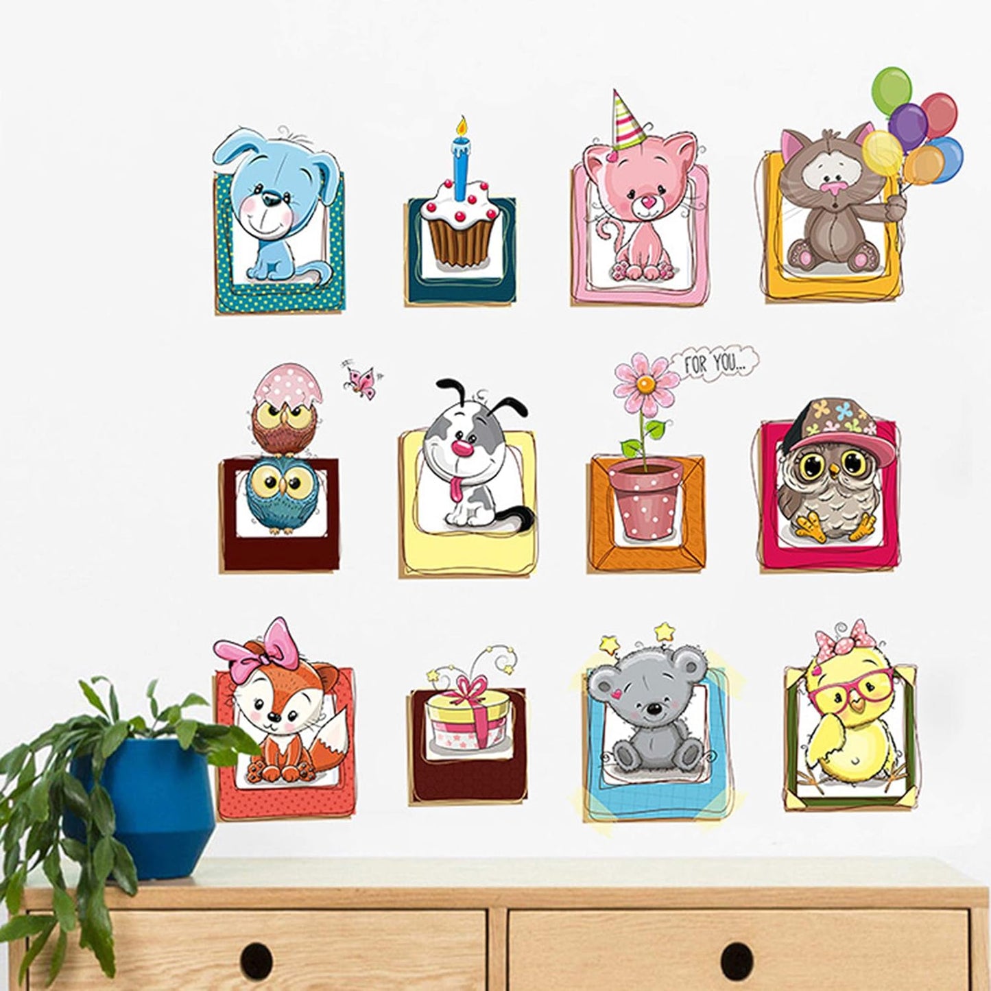 Cartoon Animal Photo Frame DIY Wall Sticker Living Room Bedroom Wall Stickers Wall Decor XH6223 ation for Kids Rooms