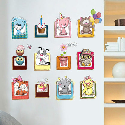 Cartoon Animal Photo Frame DIY Wall Sticker Living Room Bedroom Wall Stickers Wall Decor XH6223 ation for Kids Rooms