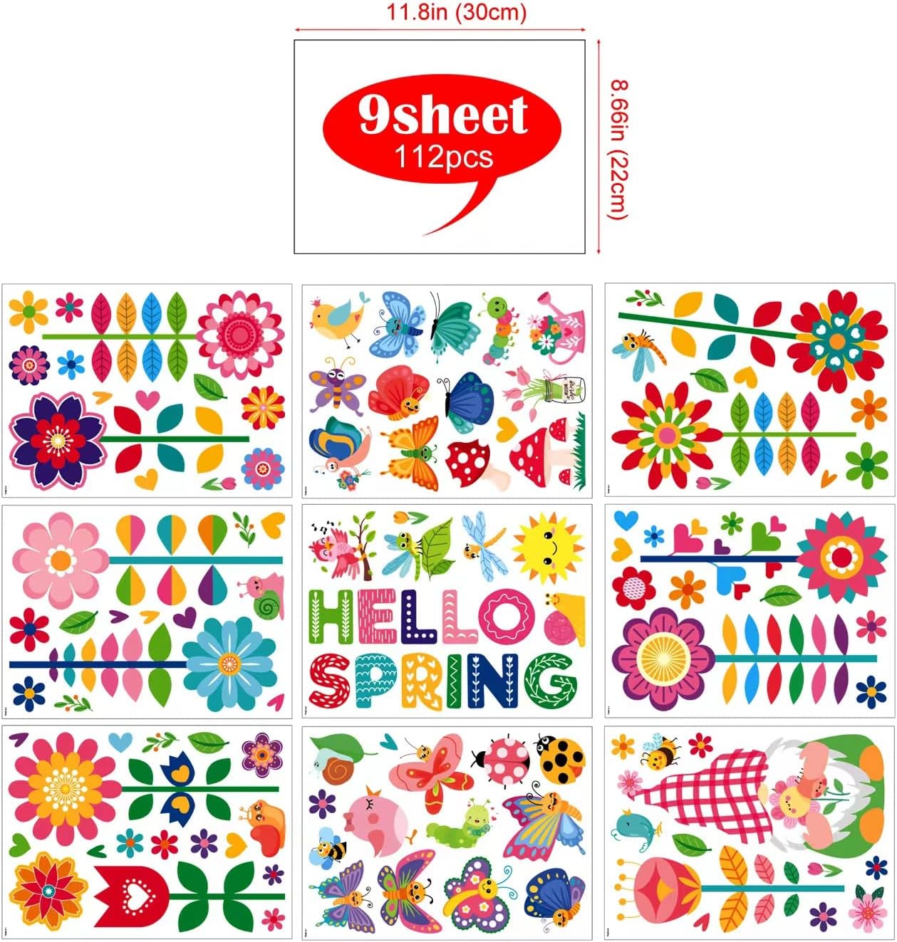 Easy to apply and remove wall stickers Colorful flowers　Colorful flowers