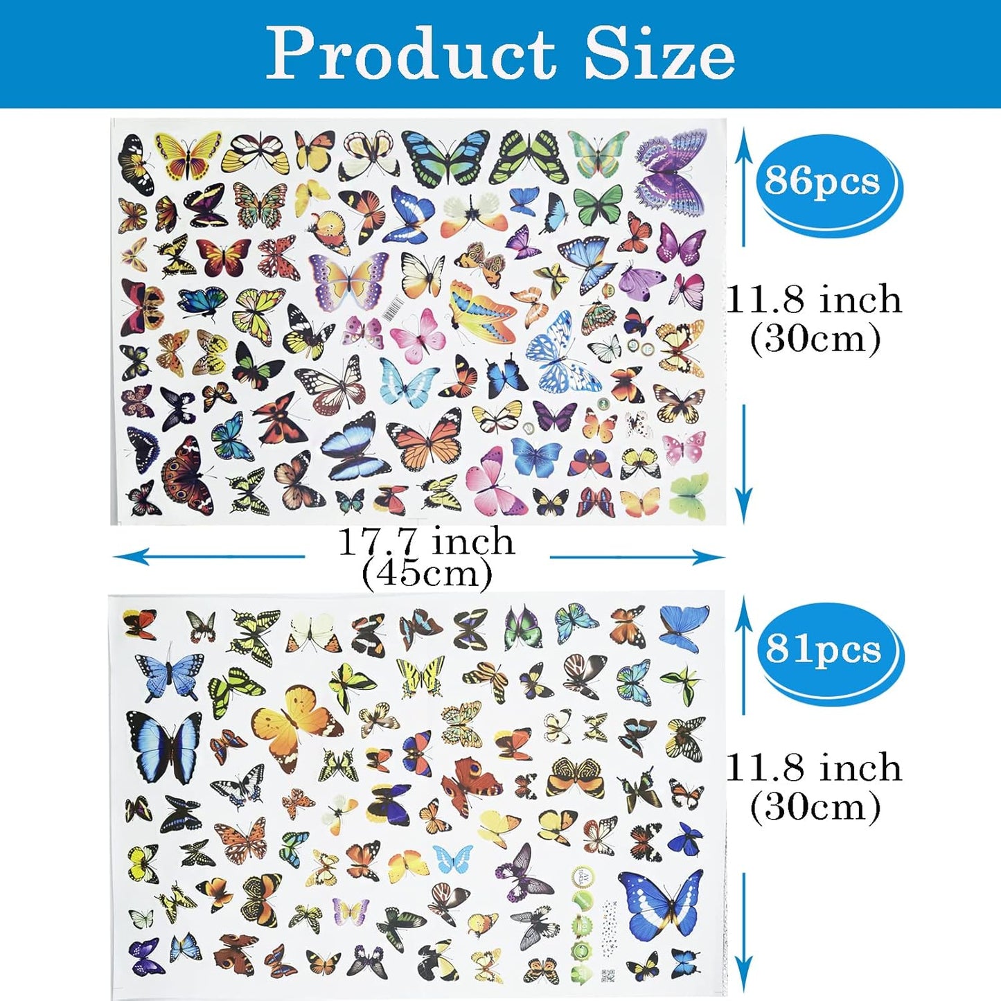Butterfly Wall Sticker, Peel and Stick Wall Art Decal, Butterfly DIY Craft Decoration for Girl Kid Room Nursery Classroom Bedroom Bathroom Office Decor Aesthetic