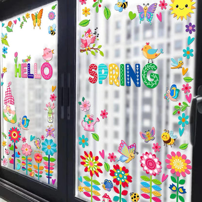 Easy to apply and remove wall stickers Colorful flowers　Colorful flowers