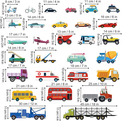 decalmile Cars Wall Stickers Transports Kids Room Wall Decor Peel and Stick Wall Decals for Boys Children's Room Nursery Bedroom Classroom