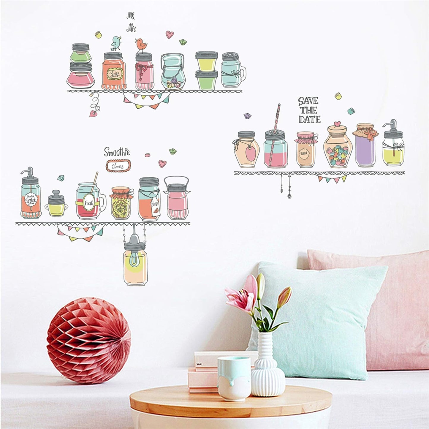 Amazon Brand - Solimo Wall Sticker for Home (Kitchen Shelf Decor), Ideal Size on Wall: 160 x 110 cm