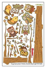 JAAMSO ROYALS Owl and Tree Natural Home Decoration Self Adhesive Wall Sticker size 60x90 ay9192