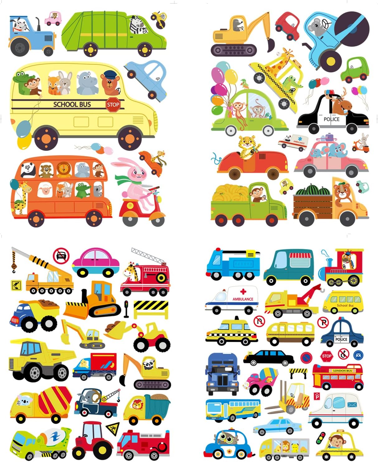 HCHinn Spring Summer Window Clings Double Sided Car Excavator Pattern Window Decals Stickers Decals for Kids Window Glass Spring Party Decorations 66 Pcs