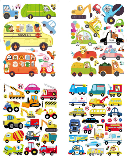 HCHinn Spring Summer Window Clings Double Sided Car Excavator Pattern Window Decals Stickers Decals for Kids Window Glass Spring Party Decorations 66 Pcs