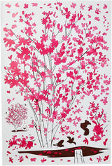 Pink Flower Tree Wall Stickers Birds For Living Home Decor Bedroom Bathroom Door Stickers Waterproof Art Decals Pvc