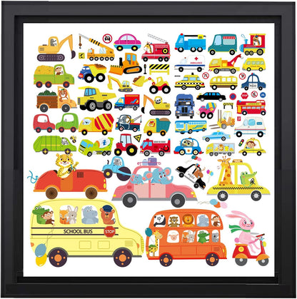 HCHinn Spring Summer Window Clings Double Sided Car Excavator Pattern Window Decals Stickers Decals for Kids Window Glass Spring Party Decorations 66 Pcs