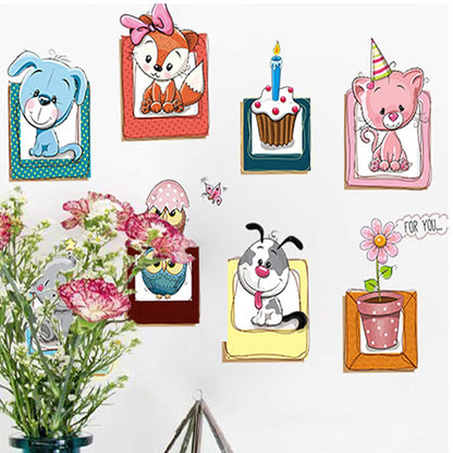 Cartoon Animal Photo Frame DIY Wall Sticker Living Room Bedroom Wall Stickers Wall Decor XH6223 ation for Kids Rooms